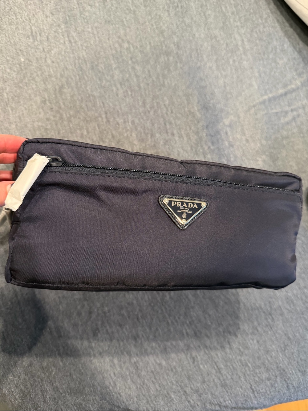 NWT Prada Toiletry Bag Dark Blue Nylon and Leather